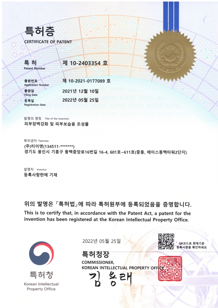 Patent No. 10-2403354