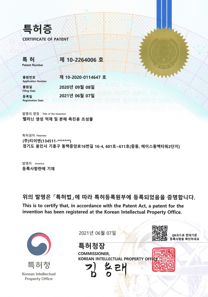 Patent No. 10-2264006